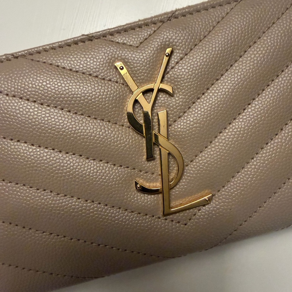 YSL Saint Laurent Leather V stitch Zip Around Long Wallet - Picture 2 of 10